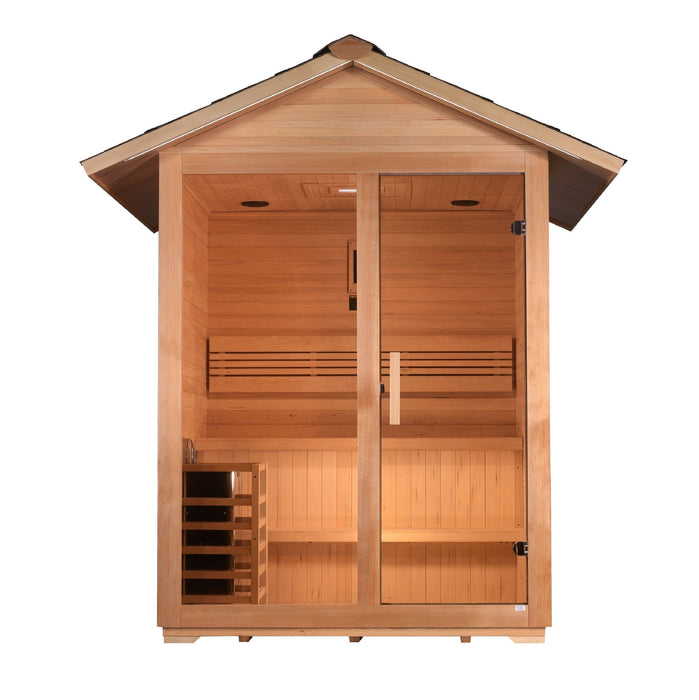 Golden Designs Golden Designs "Arlberg" 3 Person Traditional Outdoor Sauna - Canadian Hemlock GDI-8103-01 Sauna Super