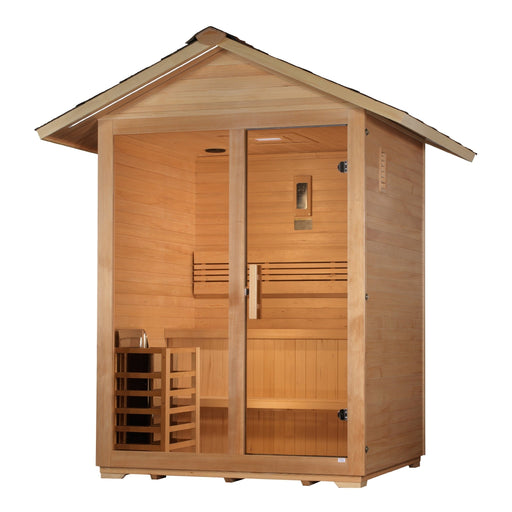 Golden Designs "Arlberg" 3 Person Traditional Outdoor Sauna - Canadian Hemlock - Sauna Super