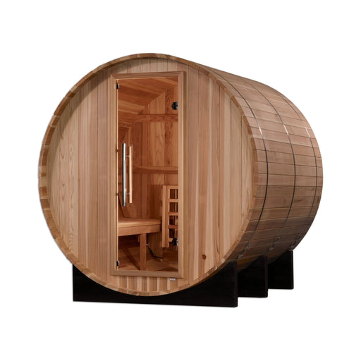 Golden Designs "Arosa" 4 Person Barrel Traditional Sauna - Pacific Cedar - Sauna Super