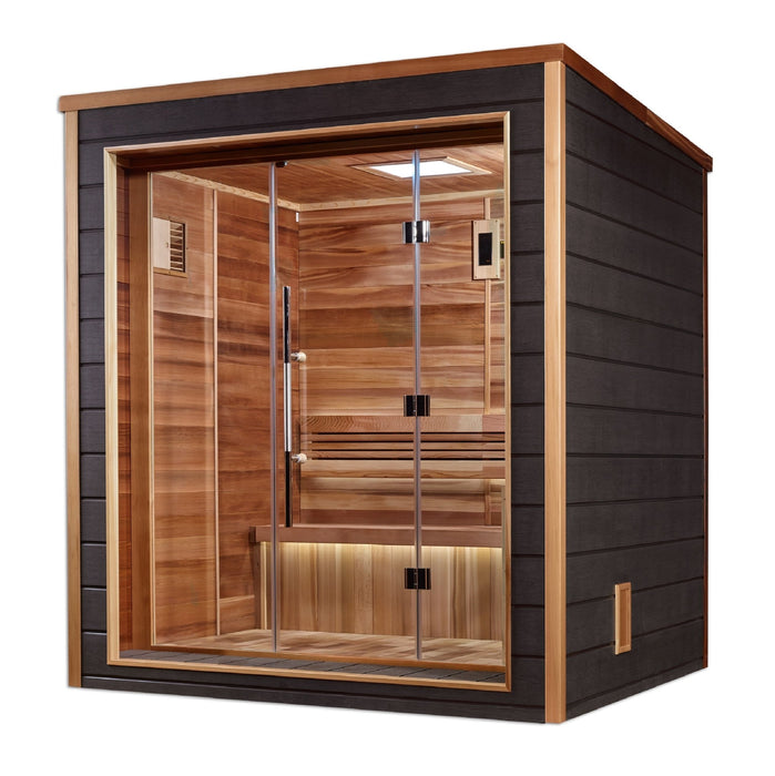 Golden Designs Drammen 3 Person Outdoor Traditional Sauna (GDI-8203-01) - Canadian Red Cedar Interior - Sauna Super