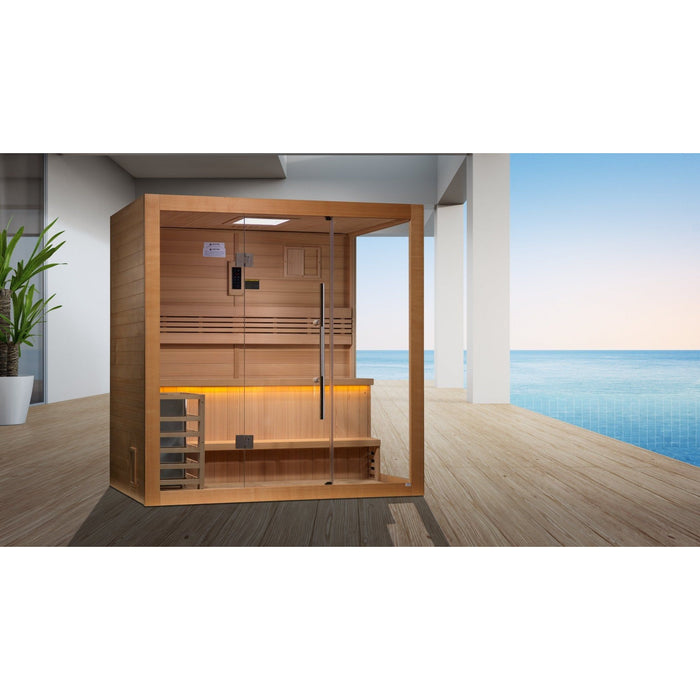 Golden Designs "Forssa Edition" 3 Person Indoor Traditional Sauna (GDI-7203-01) - Canadian Red Cedar - Sauna Super