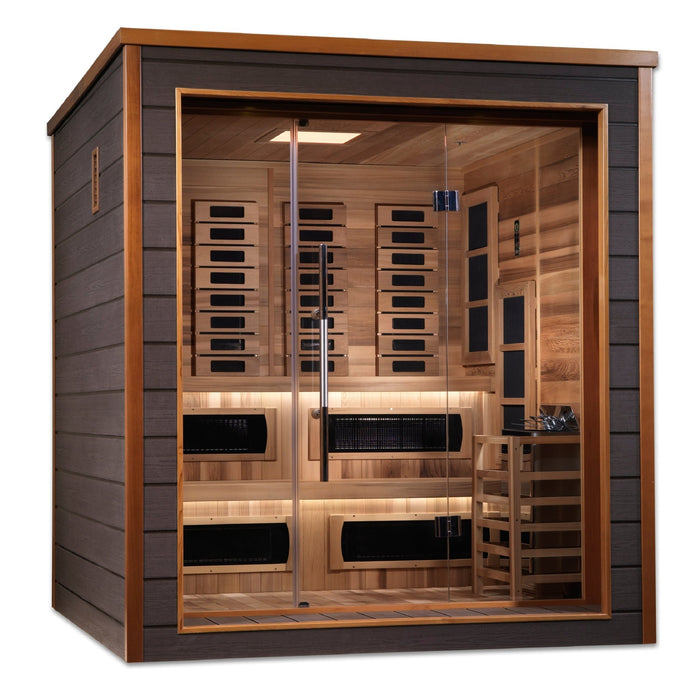 Golden Designs Golden Designs Karlstad 6 Person Hybrid (PureTech™ Full Spectrum IR or Traditional Stove) Outdoor Sauna (GDI-8226-01) - Canadian Red Cedar Interior GDI-8226-01 Sauna Super