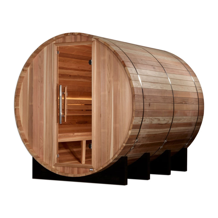 Golden Designs "Klosters" 6 Person Barrel Traditional Sauna - Pacific Cedar - Sauna Super