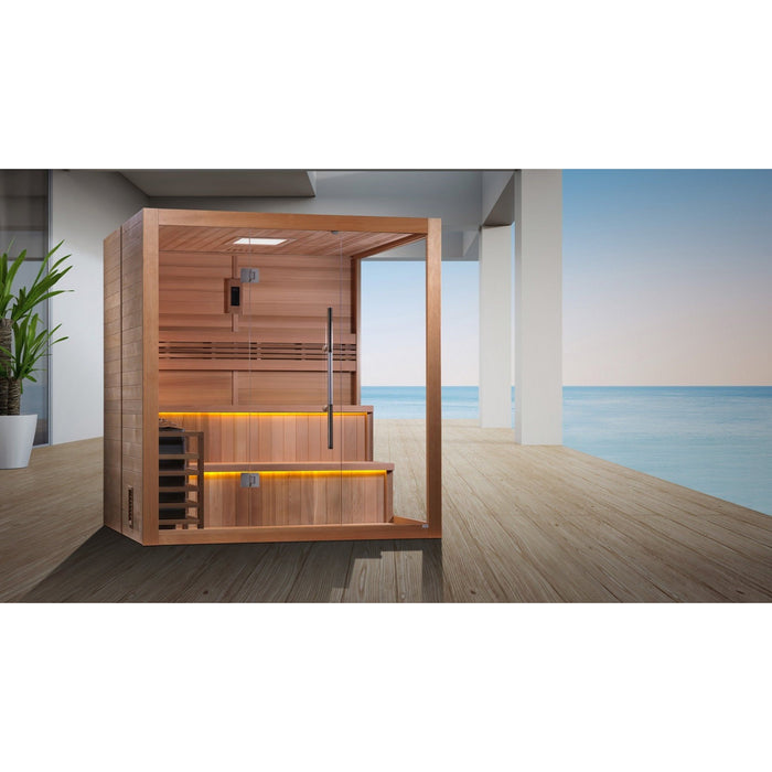 Golden Designs "Kuusamo Edition" 6 Person Indoor Traditional Sauna (GDI-7206-01) - Canadian Red Cedar - Sauna Super