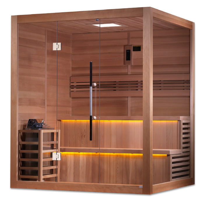 Golden Designs "Kuusamo Edition" 6 Person Indoor Traditional Sauna (GDI-7206-01) - Canadian Red Cedar - Sauna Super