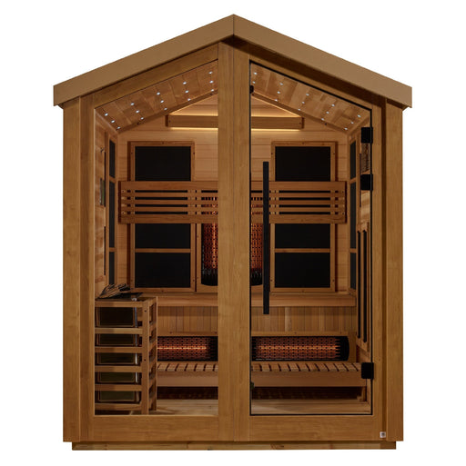 Golden Designs Golden Designs Loviisa 3 Person Hybrid (PureTech™ Full Spectrum IR or Traditional Stove) Outdoor Saunaa (GDI-8523-01) - Canadian Red Cedar Interior GDI-8523-01 Sauna Super