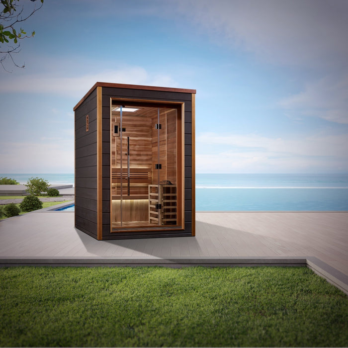 Golden Designs Narvik 2 Person Outdoor Traditional Sauna (GDI-8202-01) - Canadian Red Cedar Interior - Sauna Super