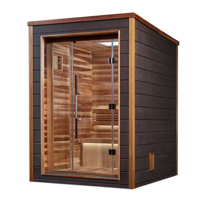 Golden Designs Narvik 2 Person Outdoor Traditional Sauna (GDI-8202-01) - Canadian Red Cedar Interior - Sauna Super