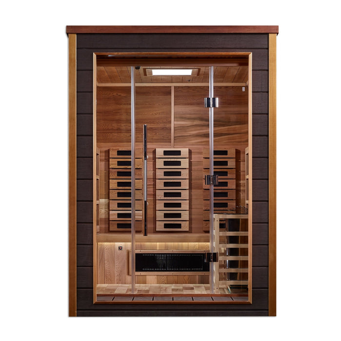 Golden Designs Golden Designs Nora 2 Person Hybrid (PureTech™ Full Spectrum IR or Traditional Stove) Outdoor Sauna (GDI-8222-01) - Canadian Red Cedar Interior GDI-8222-01 Sauna Super