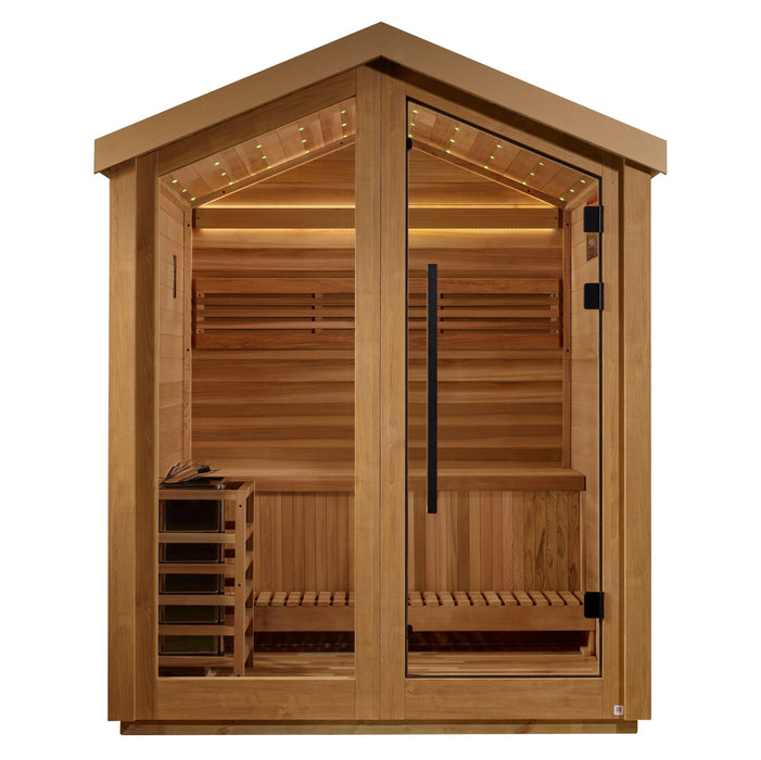 Golden Designs Savonlinna 3 Person Outdoor Traditional Sauna (GDI-8503-01) - Canadian Red Cedar Interior - Sauna Super