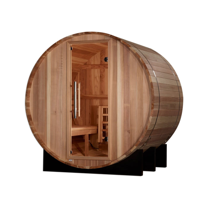 Golden Designs "St. Moritz" 2 Person Barrel Traditional Sauna - Pacific Cedar - Sauna Super