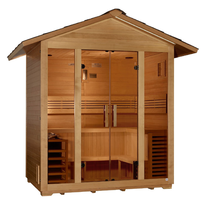 Golden Designs "Vorarlberg" 5 Person Traditional Outdoor Sauna - Canadian Hemlock - Sauna Super