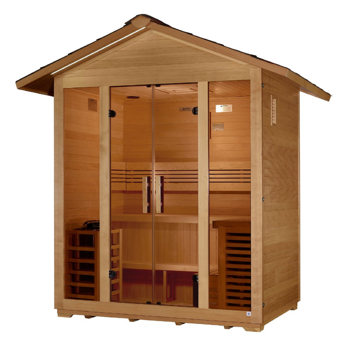 Golden Designs "Vorarlberg" 5 Person Traditional Outdoor Sauna - Canadian Hemlock - Sauna Super