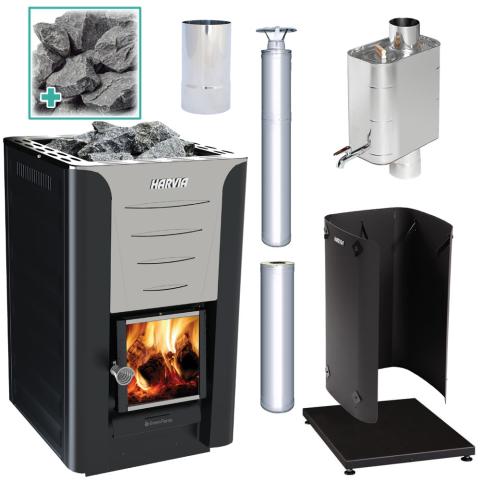 Harvia Harvia PRO 20 Deluxe Wood Burning Stove Kit SS Pro 20 Deluxe Kit SS Sauna Super