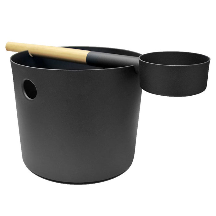 KOLO Bucket and Ladle Set, Bamboo/Aluminum, 1Gal - Sauna Super