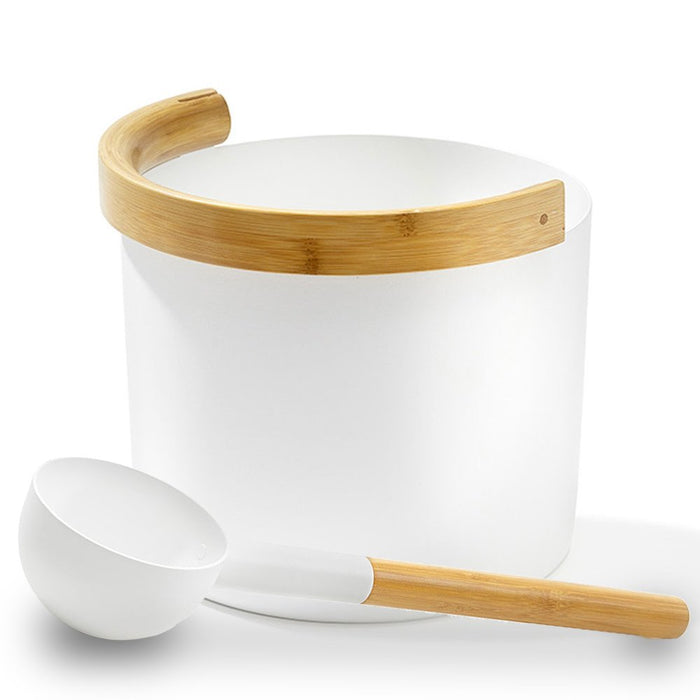 KOLO Bucket with curved handle and Ladle, Bamboo/Aluminum, 1Gal - Sauna Super