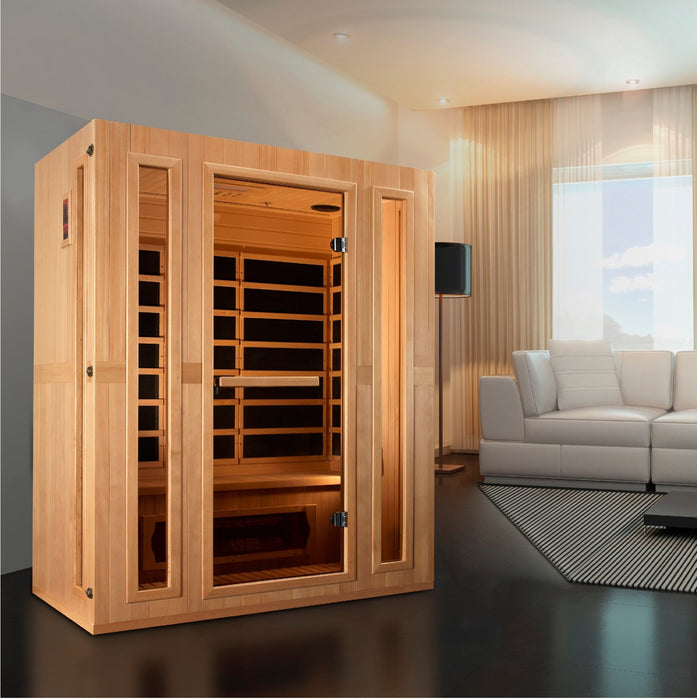 Maxxus 3-Person Corner Ceramic and Carbon Tech Low EMF FAR Infrared Sauna - Sauna Super