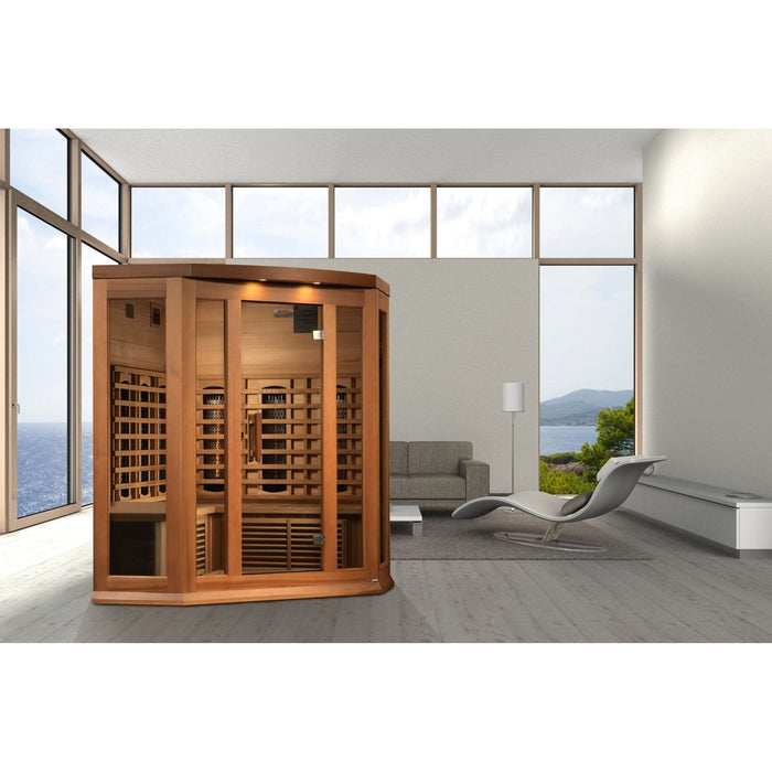 Maxxus 3-Person Corner Full Spectrum Near Zero EMF FAR Infrared Sauna - Sauna Super