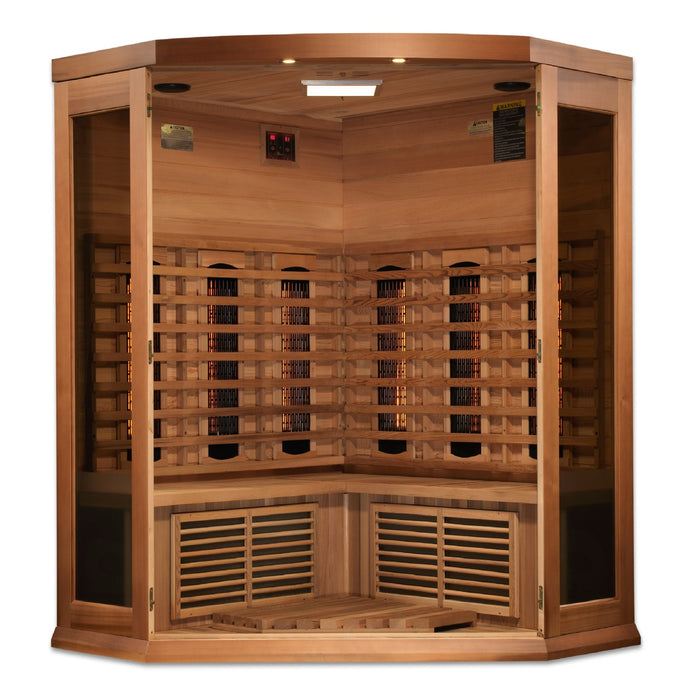 Maxxus 3-Person Corner Full Spectrum Near Zero EMF FAR Infrared Sauna - Sauna Super